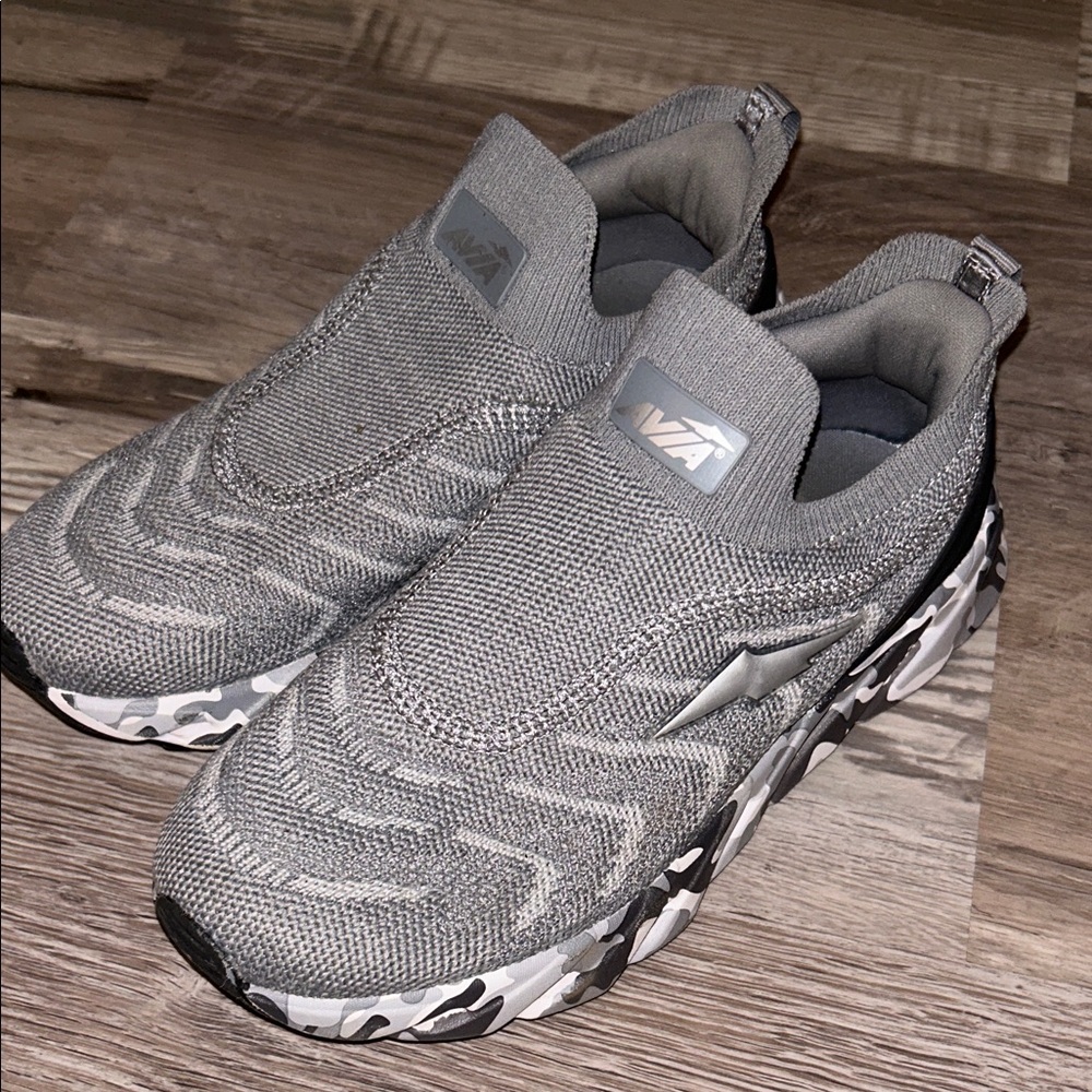 Avia Gray Slip-On Kids Sneakers